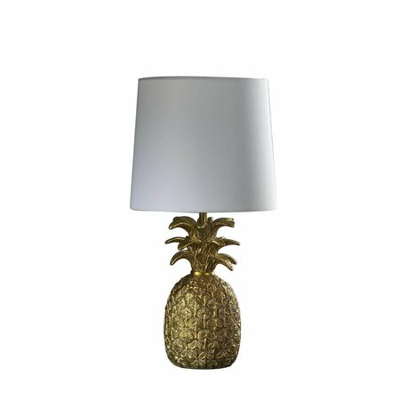 ORE INTERNATIONAL 17 in. Tropical Heahea Pineapple Table Lamp, Golden Brass HBL2571